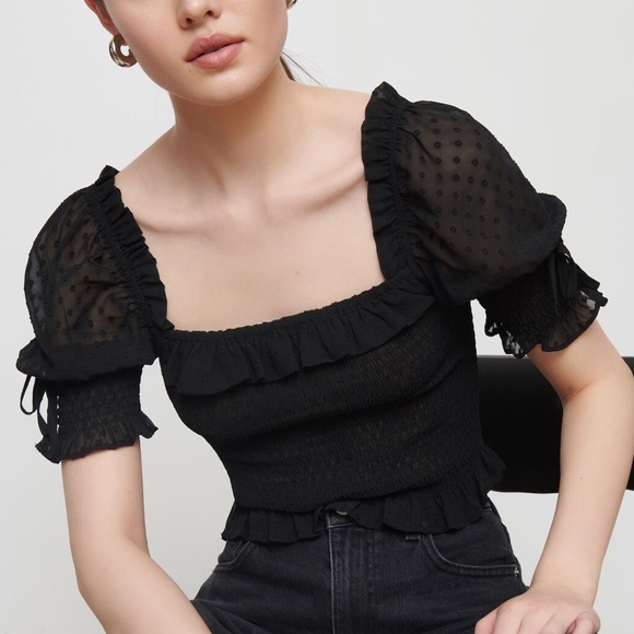 Dynamite Smocked Chiffon Tee - Picture 2 of 6